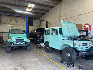 Toyota Land Cruiser FJ 40 in the shop.